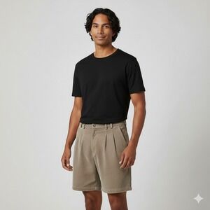 Tori Richard Mens Pleated Shorts Khaki Tan Tencel Lyocell Size 35